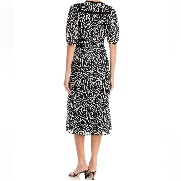 BA&SH Black and white abstract print midi dress size S. - Picture 3 of 16